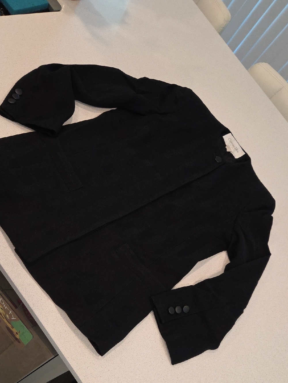 Vintage Striped Christian Dior Wool Black Tailored Blazer and Skirt Set Size 4! - Picture 2 of 16